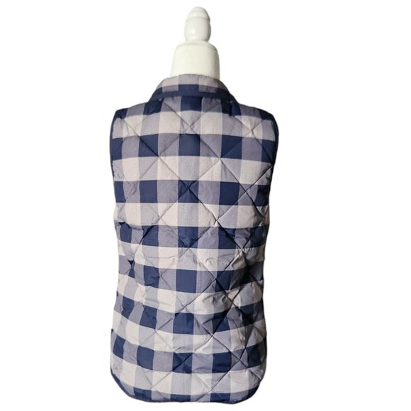 J. Crew Down Quilted Buffalo Plaid Navy Blue/Gray Puffer Vest Size XS - Picture 6 of 10
